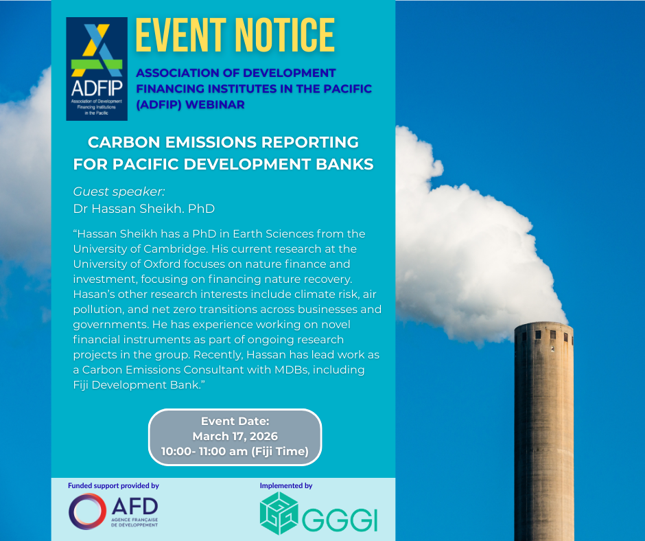 2nd ADFIP Webinar: Carbon Emissions Reporting for Pacific Development Banks
